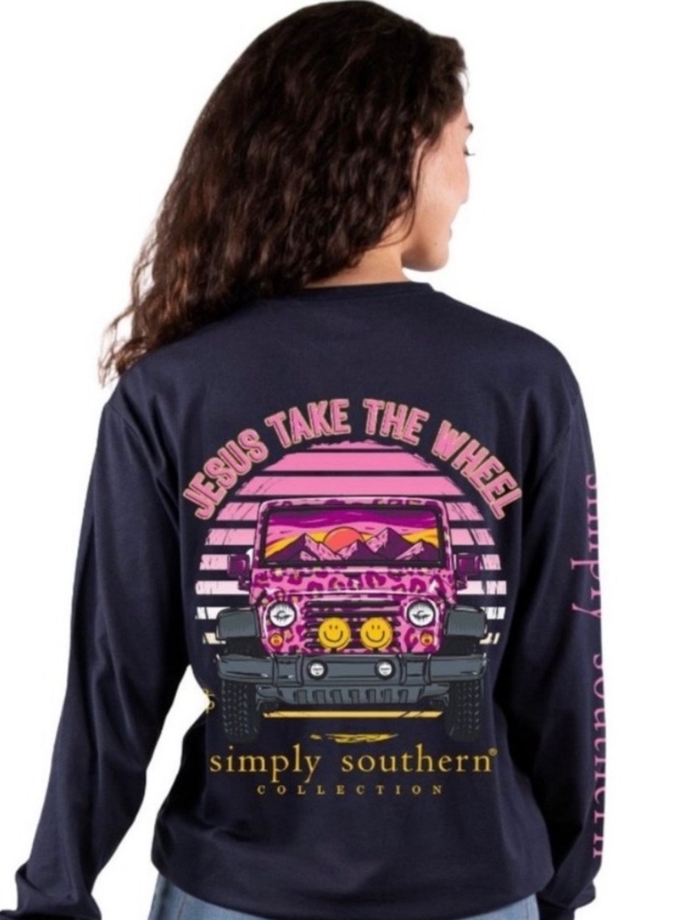 SIMPLY SOUTHERN ‘Jesus Take The Wheel’ Long Sleeve T-Shirt Top